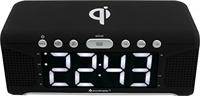 Soundmaster FM-horloge-radio UR800SW met QI-laadstation voor smartphones/tablets, dimbaar jumbo-led-display, zwart