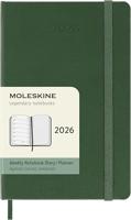 Moleskine 12 Monate Wochen Notizkalender 2026, Pocket/A6, 1 Wo = 1 Seite, rechts linierte Seite, Fester Einband, Myrtengrün