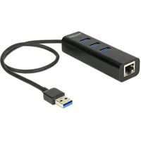 Delock 62653 USB 3.0-hub 3-poorts + 1-poorts Gigabit LAN 10/100/1000 Mbps - thumbnail