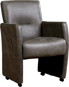 Donkergrijze leren moderne eetkamerfauteuil Pleasure - Vintage Leer Grey (donkergrijs leer)