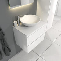 SaniGoods Sally badkamermeubel 60cm wit glans met Solid Surface waskom rond - thumbnail