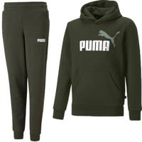 PUMA Essentials+ 2 Big Logo Trainingspak Kids Donkergroen Wit