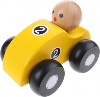 Jouéco houten raceauto geel 10 cm Jouéco houten raceauto geel 10 cm