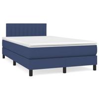 vidaXL Boxspring met matras en LED stof blauw 120x190 cm, bed, boxspringbed, tweepersoonsbed, slaapmeubel, boxspring bed, bed met matras, bedframe