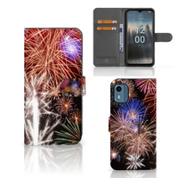 Nokia C12 Wallet Case met Pasjes Vuurwerk - thumbnail