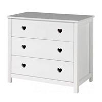 VIPACK 3 laden Amori commode, houten materiaal, wit, 57 x 110 x 90 cm