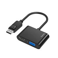 Hama DisplayPort naar VGA en HDMI adapter, 4K Ultra HD, Full HD (2-in-1 adapter met DisplayPort stekker, HDMI-bus en VGA-aansluiting voor het aansluiten van pc, laptop op scherm, tv, beamer)