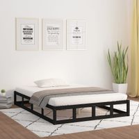 Bedframe massief hout zwart 120x200 cm - thumbnail