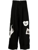 Yohji Yamamoto pantalon ample à détails d'appliques - Noir