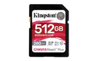 Kingston Technology 512GB Canvas React Plus SDXC UHS-II 280R/150W U3 V60 voor Full HD/4K - thumbnail