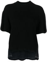 sacai t-shirt nervuré à ourlet asymétrique - Noir