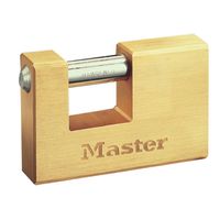 Masterlock 63mm wide x 15mm thick - 18mm hardened steel shackle, 10mm diam. - hor - 606EURD