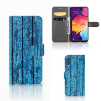 Samsung Galaxy A50 Book Style Case Wood Blue