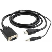 Gembird A-HDMI-VGA-03-10 VGA HDMI + 3.5mm Zwart kabeladapter/verloopstukje - thumbnail