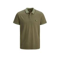 JACK & JONES CORE slim fit polo met contrastbies olijfgroen