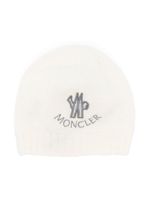 Moncler Enfant bonnet en maille à logo brodé - Blanc - thumbnail