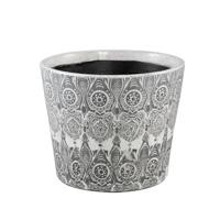 PTMD Beire Black white terracotta pot round deco print - thumbnail