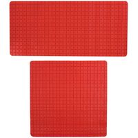 MSV Douche/bad anti-slip matten set badkamer - rubber - 2x stuks - rood - 2 formaten