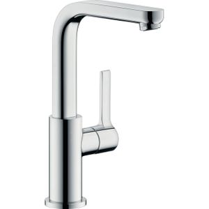 Hansgrohe Metris S wastafelkraan met hoge draaibare uitloop met klikwaste chroom 31161000