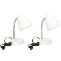 2x stuks witte bureaulampen/tafellampen 14 x 14 x 34 cm