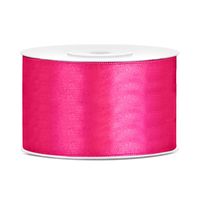 1x Donker roze satijnlint rollen 3,8 cm x 25 meter cadeaulint verpakkingsmateriaal   -