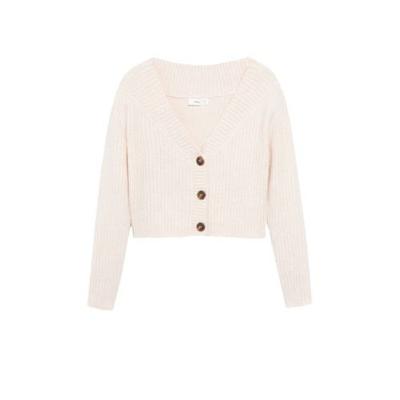 Mango gebreid vest met textuur ecru