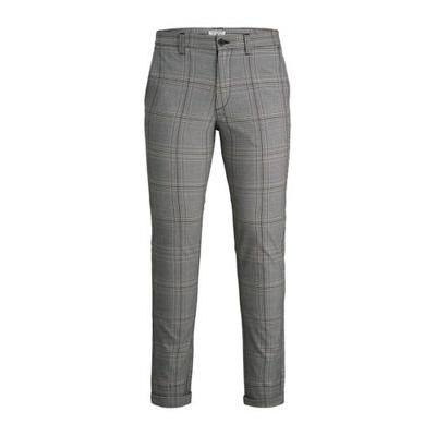 JACK & JONES JEANS INTELLIGENCE geruite slim fit pantalon JJIMARCO JJSTUART zwart/wit