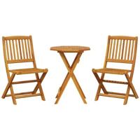 vidaXL 3-delige Bistroset inklapbaar massief acaciahout, loungeset, loungeset tuin, loungeset buiten, tuinset, terrasset, tuinset lounge