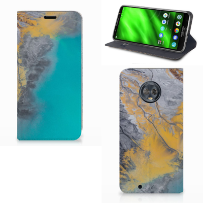 Motorola Moto G6 Standcase Marble Blue Gold