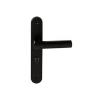 Hardbrass Deurkruk Rhodos op ovaal langschild WC63/8mm - zwart