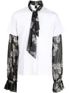 Natasha Zinko floral-print pussy-bow T-shirt - Blanc