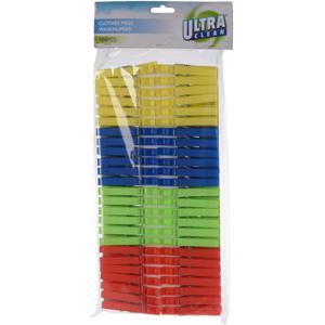 Ultra Clean Wasknijpers - 100x - kunststof - gekleurd - 8 cm   -