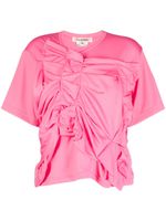 Comme Des Garçons t-shirt asymétrique à détails froncés - Rose