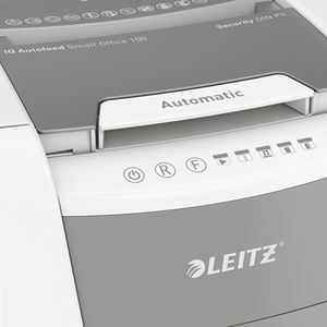 Leitz IQ Autofeed Small Office 100 Papierversnipperaar 100 vellen Cross cut P-4 34 l Ook geschikt voor Paperclips, Nietjes, Creditcards