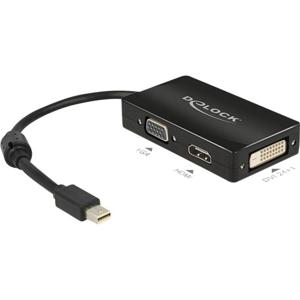 Delock 62631 DisplayPort / VGA / HDMI / DVI Adapter [1x Mini-DisplayPort stekker - 1x VGA-bus, HDMI-bus, DVI-bus 24+1-polig] Zwart Met Ferrietkern 16.00 cm