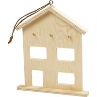 Creative sleutelkast Huis hout 20 x 17 cm blank per stuk