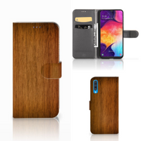 Samsung Galaxy A50 Book Style Case Donker Hout - thumbnail