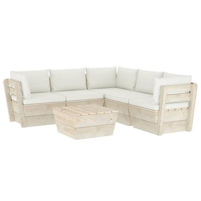 vidaXL 6-delige Loungeset met kussens pallet vurenhout vidaXL 6-delige Loungeset met kussens pallet vurenhout