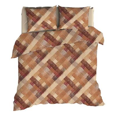 Romanette Suvretta Flanel Dekbedovertrek - Lits-jumeaux (240x200/220 Cm + 2 Slopen) - Flanel - Bruin/oker
