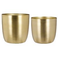 Plantenpot/bloempotten set - 4x stuks - metaal - goud - D22 en D24 cm