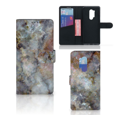 OnePlus 8 Pro Bookcase Marmer Grijs OnePlus 8 Pro Bookcase Marmer Grijs