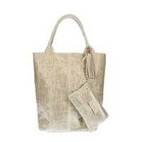 Manfield leren shopper beige