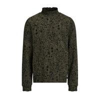 WE Fashion top met all over print army groen/zwart