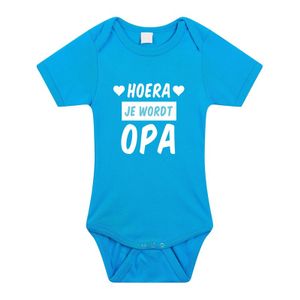 Hoera je wordt opa cadeau baby rompertje blauw voor jongens