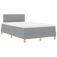 vidaXL Boxspring Bed Met Matras Licht Grijs Gestoffeerd 120X200 cm Modern Ontwerp Stof Voor Volwassenen Bewerkt Houten Poten Gemakkelijke Montage En Comfort Slaapkamermeubels Beschermer Topper Tweeper