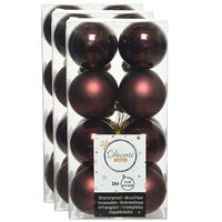 48x stuks kunststof kerstballen mahonie bruin 4 cm glans/mat - thumbnail