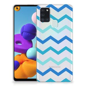 Samsung Galaxy A21s TPU bumper Zigzag Blauw