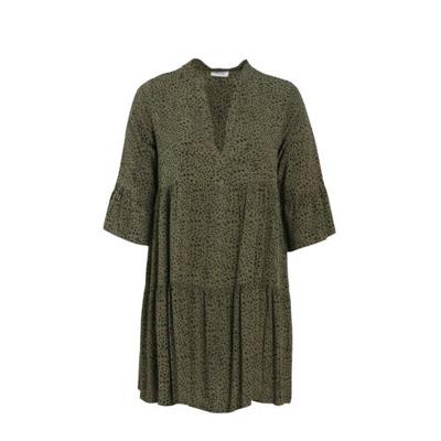 Paprika trapeze jurk met all over print donkergroen/zwart