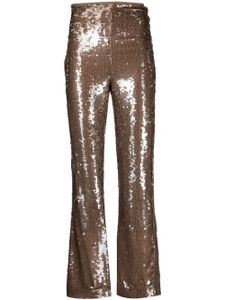 Sabina Musayev pantalon évasé à sequins - Marron