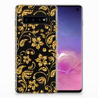 Samsung Galaxy S10 TPU Case Gouden Bloemen - thumbnail